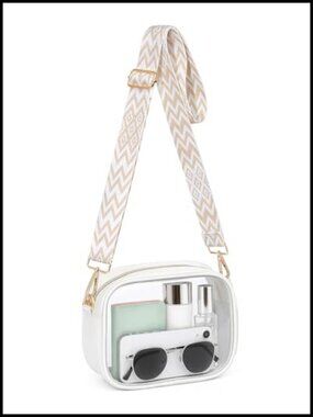 Clear Crossbody Bag Stadium Approved Wide Strap Zipper Purse